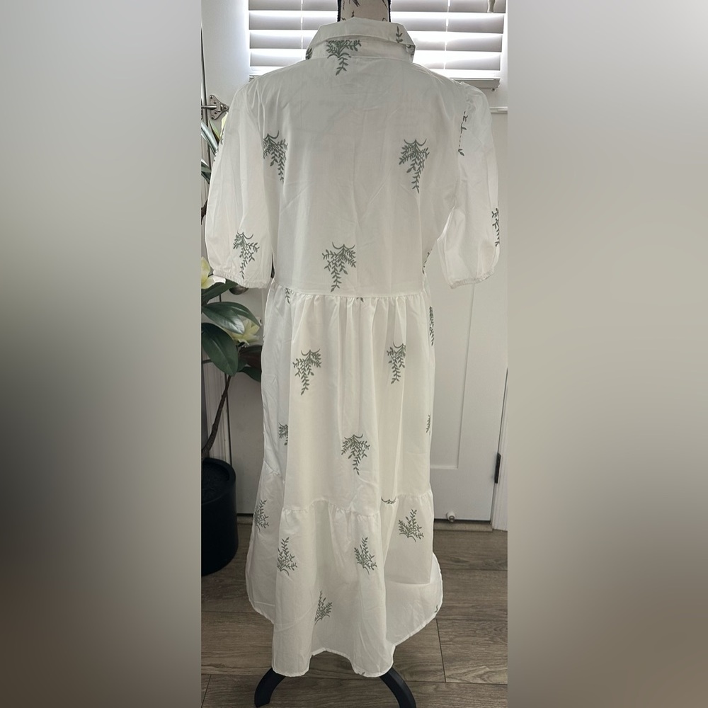✨ White and Green Ruffle Dress – Size M (NWT) ✨ - Picture 9 of 11